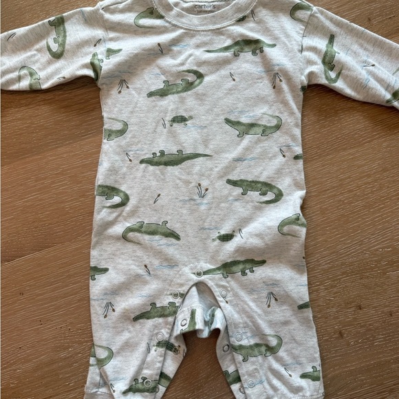 Carter's Gray and Green Alligator Print Footie - Picture 1 of 4